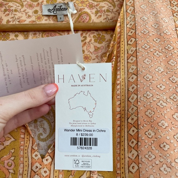 Arnhem Wander Mini Dress Ochre, size 8 BNWT - Picture 2 of 5